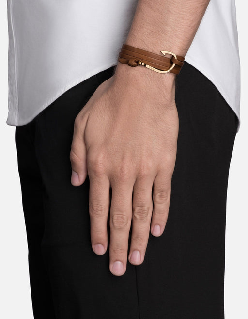 Miansai Hook Leather Gold Brown