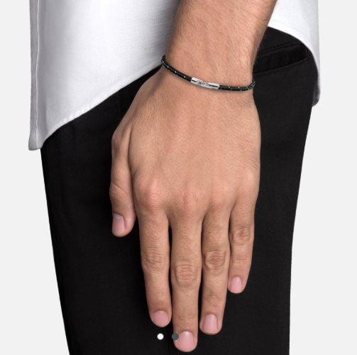 Cruz rope bracelet in sterling sliver black steel L
