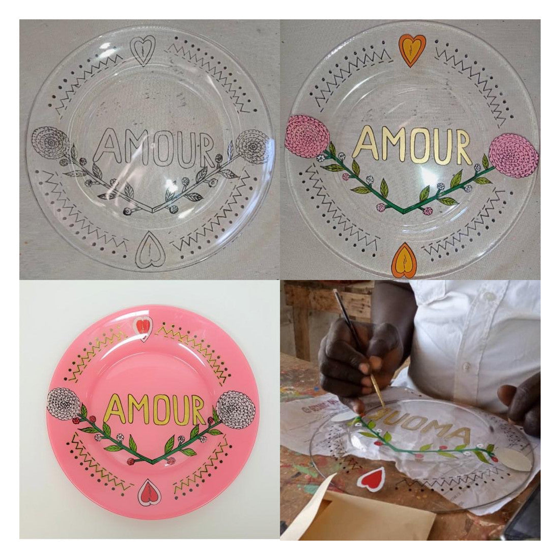 Dessert Hand painted plate - Pink BELLE VIE