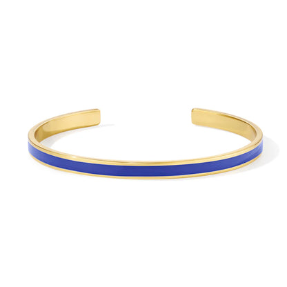 BANGLE - Adjustable thin bangle in gilded brass and lacquer. Color : Navy Blue