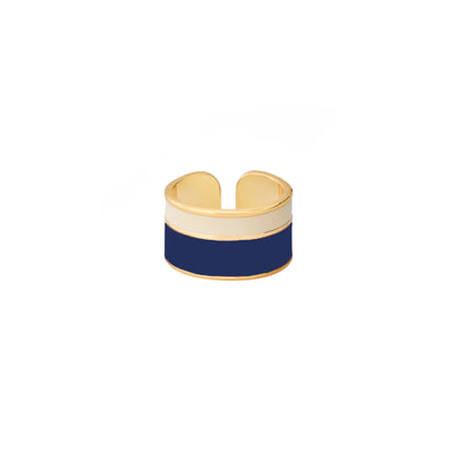 VAPORETTO - Bicolor lacquer adjustable thin ring in gilded brass. Color : Navy