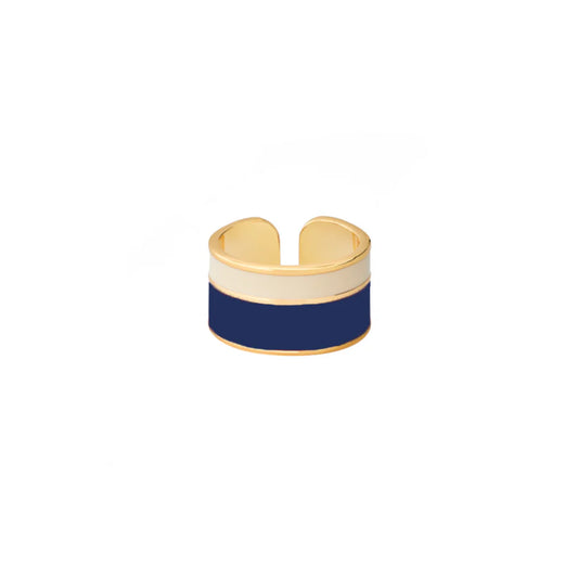 VAPORETTO - Bicolor lacquer adjustable thin ring in gilded brass. Color : Navy