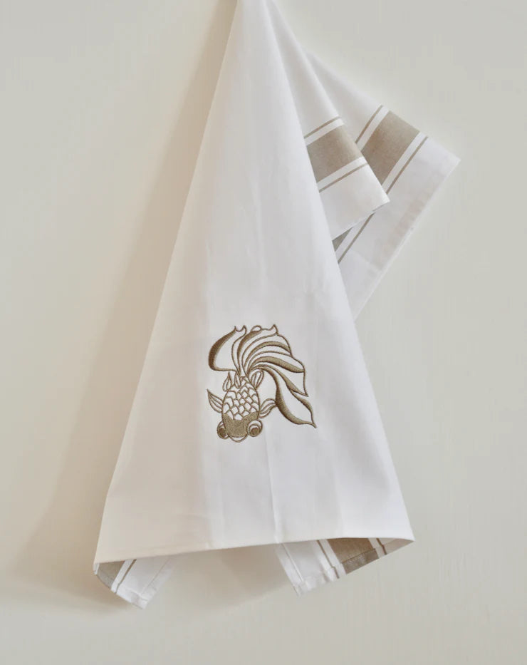 ZEST of Asia Tea towel with Golden Goldfish