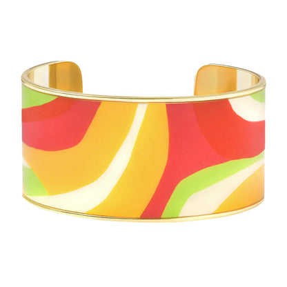 CANYON Printed lacquer adjustable wide cuff in gilded brass