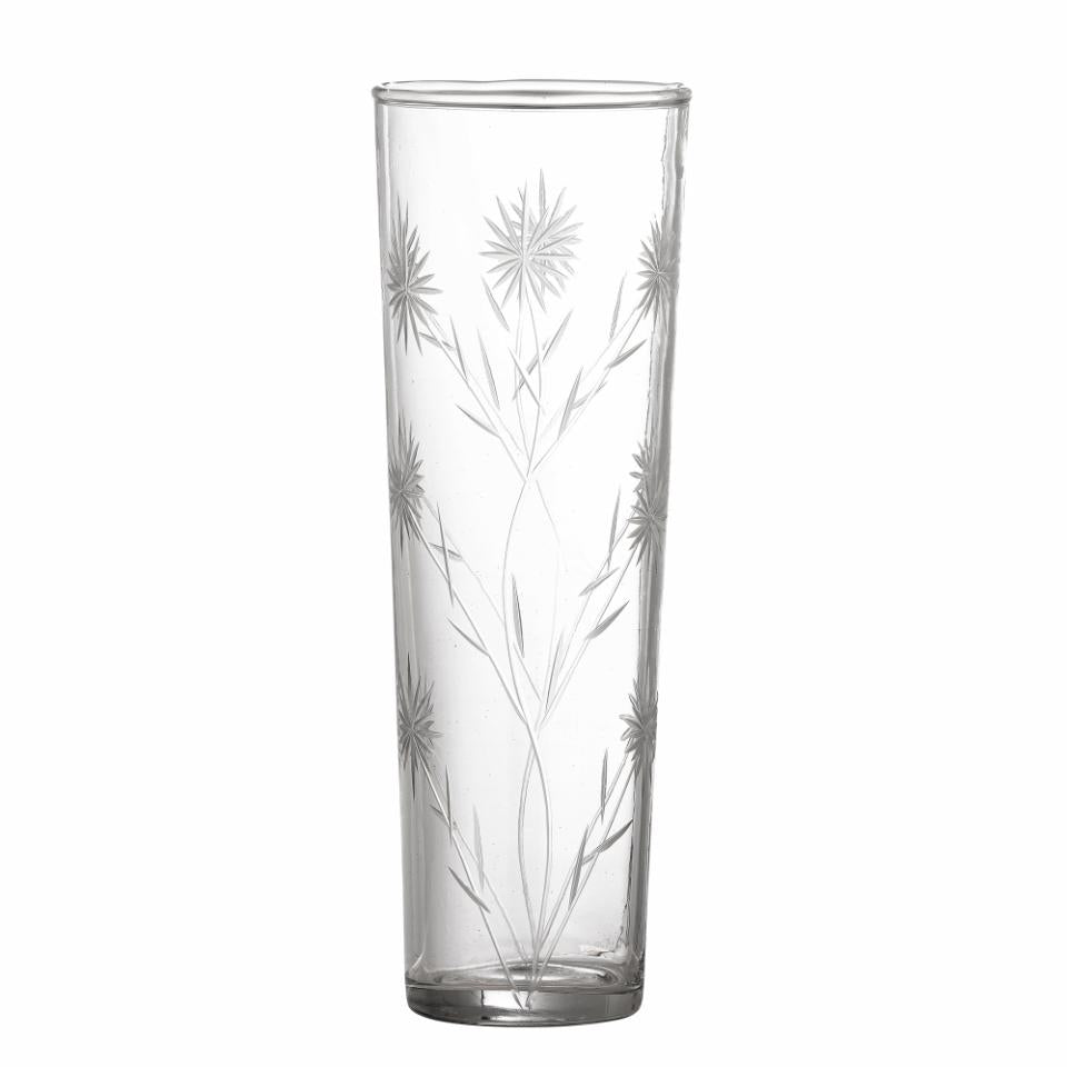 Aki Drinking Glass Clear Recycled Glass Embossed pattern