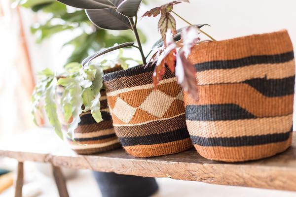 KADI: Geometric Natural and Black Baskets Set