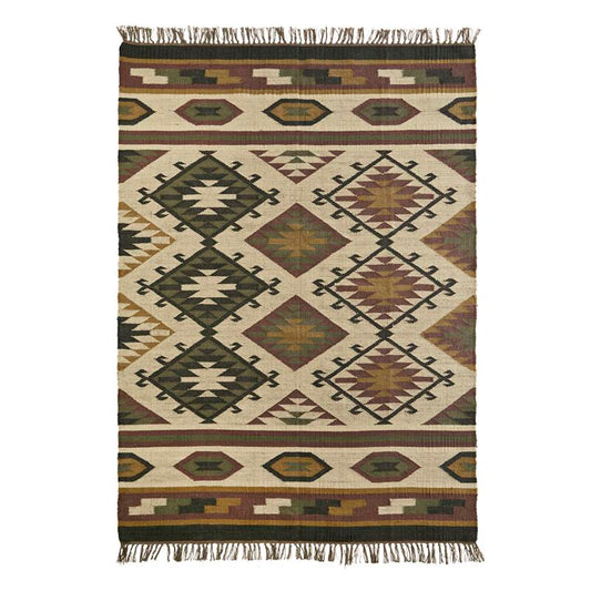 Olive & mustard wool rug